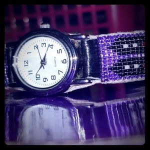 Hand beaded watch bracelet